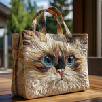 Bolsa Artesanal - Gato Blanco de Ojos Azules