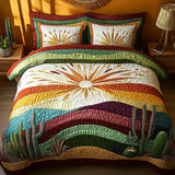 Juego de cama acolchado de 3 piezas - Atardecer de Cactus