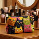 Bolso de Maquillaje Acolchado con Gatos