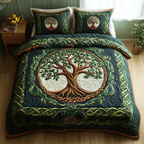 Juego de cama de acolchado de 3 piezas - Diseño del árbol de la vida