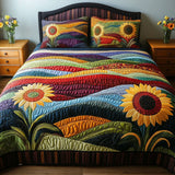 Juego de cama de colcha de 3 piezas con diseño de girasoles