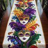 Caminito de mesa de acolchado con diseño de máscara de carnaval