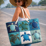 Bolso de playa hecho a mano de tortuga azul