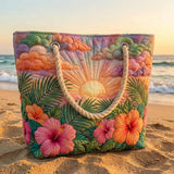 Bolsa de playa hecha a mano Tropical Amanecer