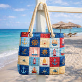 Bolso de Playa Hecho a Mano | Diseño de Patchwork Marino