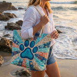 Bolso de Playa Hecho a Mano | Motivo de Huellas