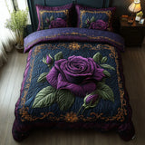 Juego de cama de 3 piezas con acolchado - Color rosa violeta