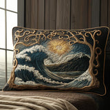 Funda de Cojín Acolchada Diseño de Olas del Mar