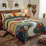 Juego de Ropa de Cama de Quilted de 3 Piezas con Diseño Vintage de Viaje